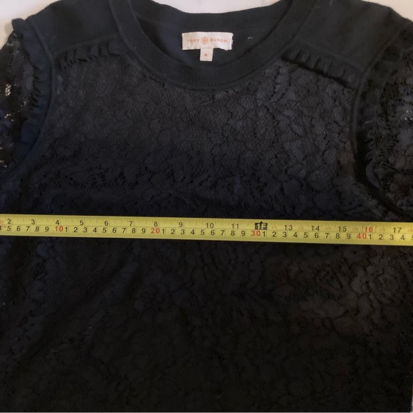 Tory Burch Black Lace and Knit Sweater Top Size Medium - Picture 11 of 11